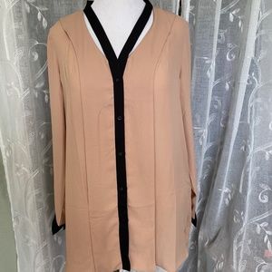 NWT Beige Tunic with Black Border from Neck to Hem